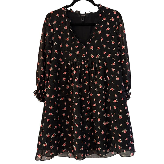 Forever 21 black and rosette floral print dress size small