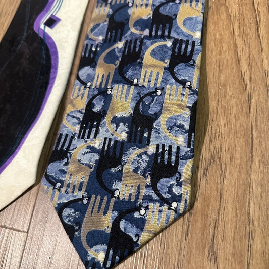 🍷Set of 2 printed vintage ties 100% silk