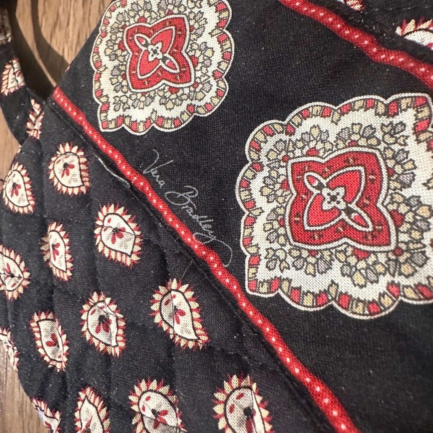Vera Bradley black red and cream printed small bag