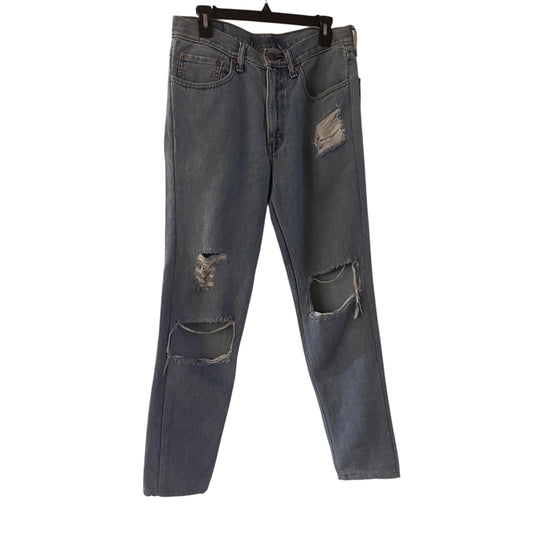 Distressed straight leg jeans 100% cotton size 31