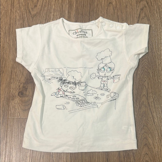 Chicettes by chicos white baking graphic tee size 2