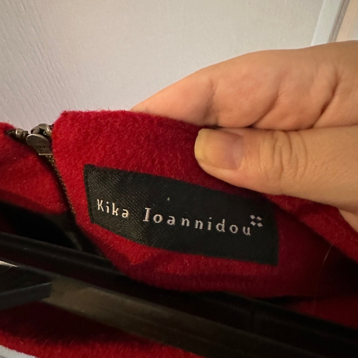🍷Kika Loannidou vintage red wool fleece pencil skirt size medium
