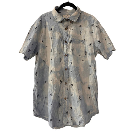 Billabong blue acid wash palm tee print shirt size large