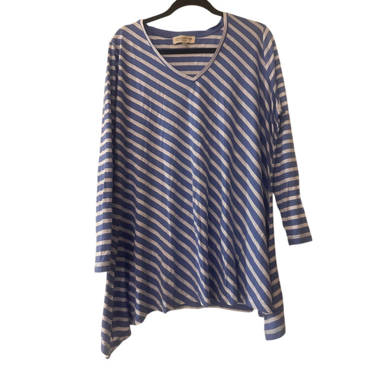 🍷Jones New York blue and white striped long sleeve tee shirt size 1X