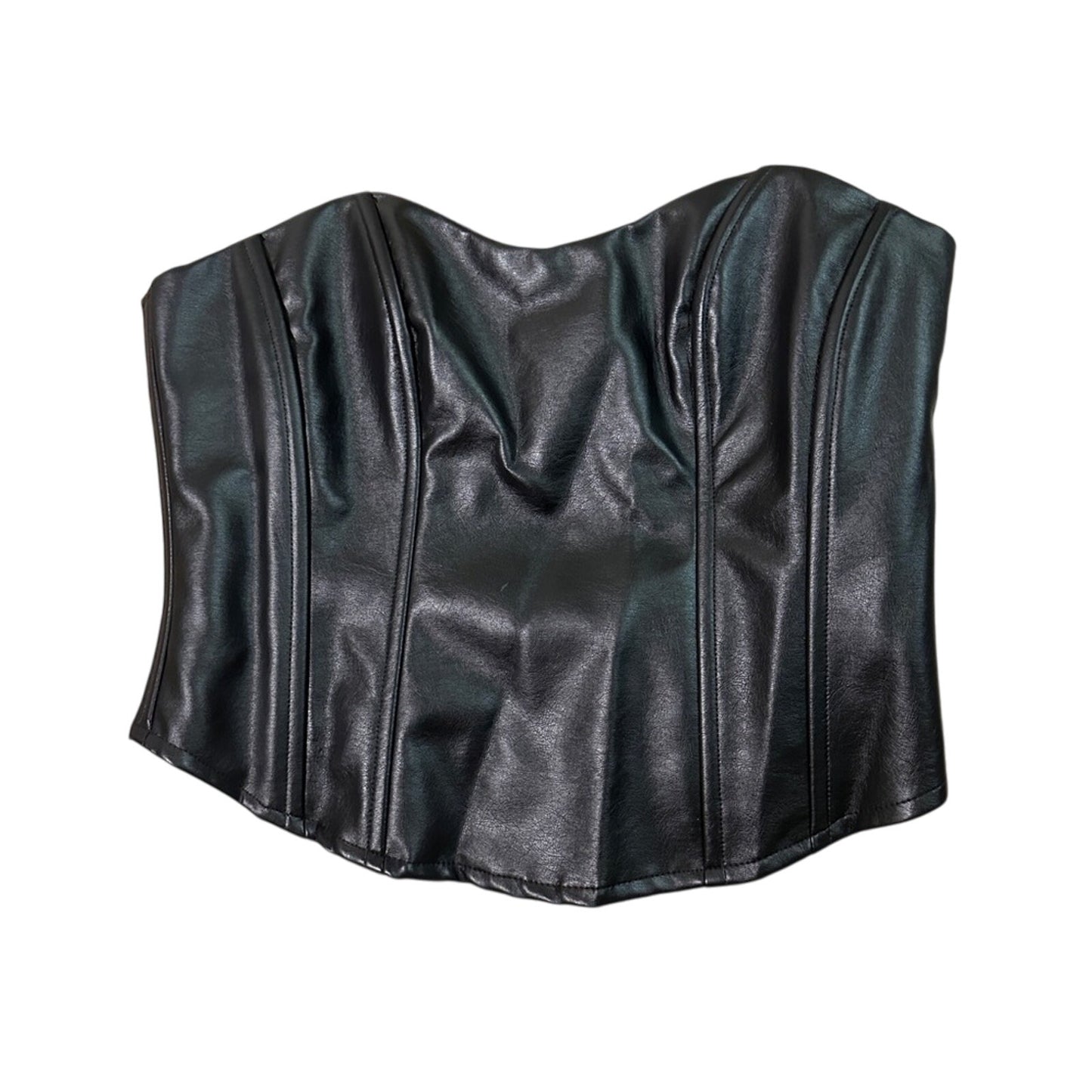 🐈‍⬛NWT Fashion Nova Black faux leather corset top size medium