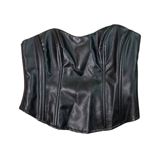 🐈‍⬛NWT Fashion Nova Black faux leather corset top size medium