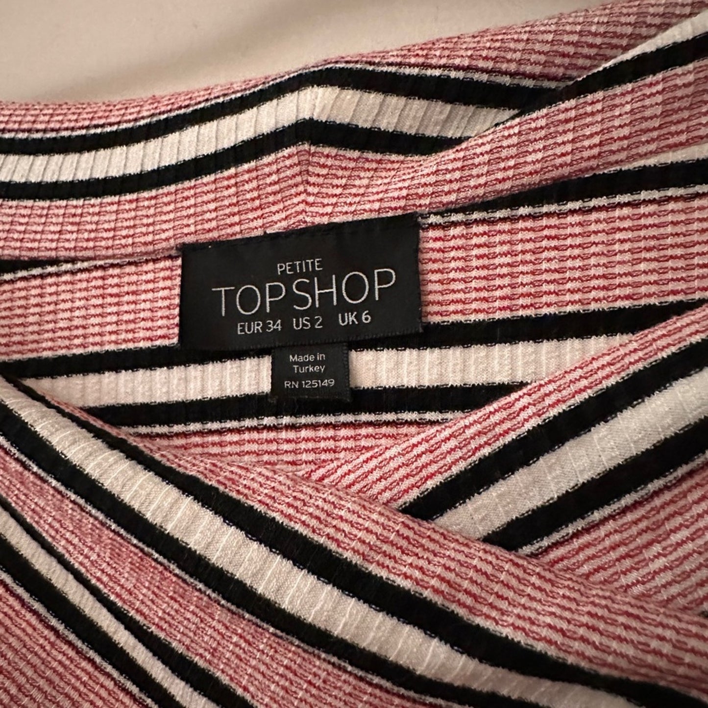 Topshop ribbed knit off the shoulder bodycon dress size 6petite