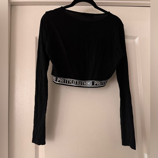 Prettylittlething black long sleeve top size 10