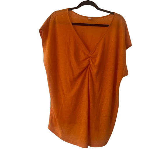 🍷Old navy orange linen blend vneck ss tee shirt size XL maternity