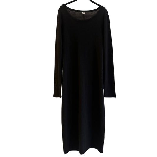 Old Navy chic and sleek black knit long sleeve midi dress size large