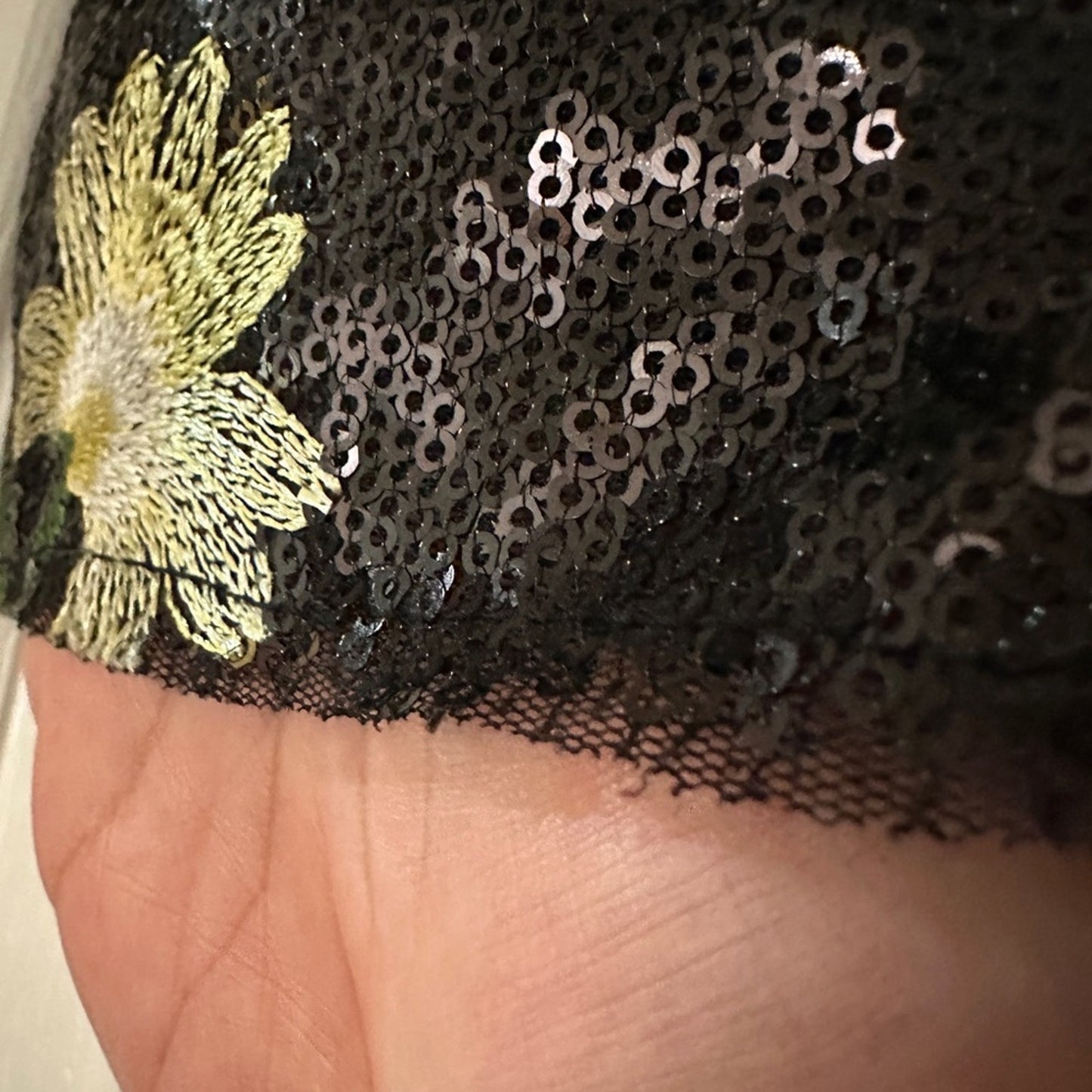 Zara black sequin floral embroidered mini dress size medium