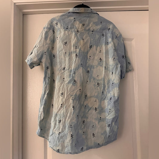 Billabong blue acid wash palm tee print shirt size large