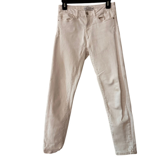 🍷Zara white denim straight tapered jeans size 4