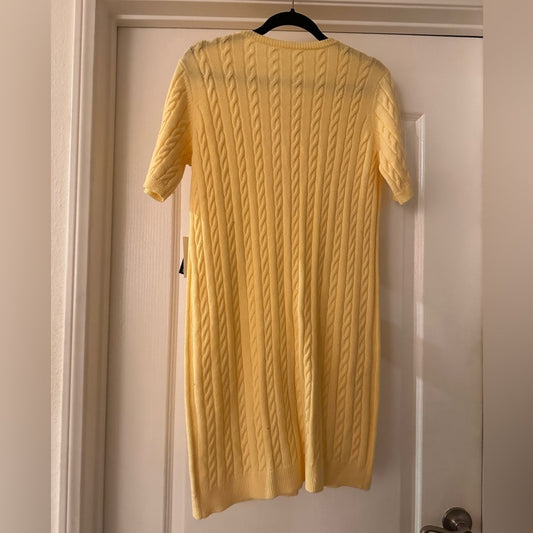 NWT Callahan yellow cable knit button down sweater dress size s/m