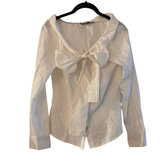 NWT Jon Teri white cotton button up blouse size 4