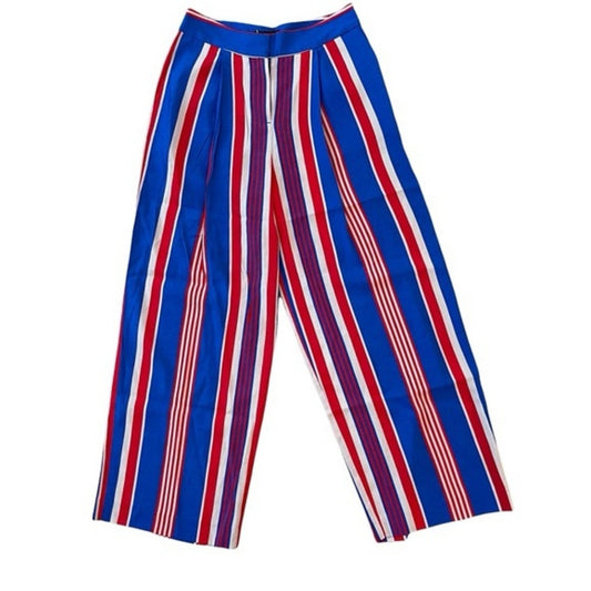 & other stories red white and blue striped chiffon pants size 4