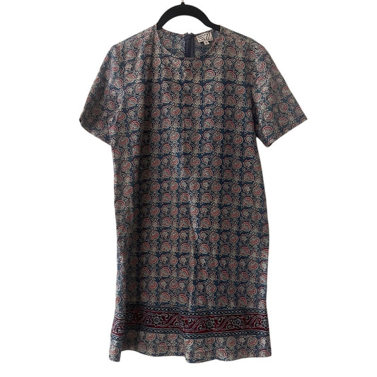 Vintage Indian block print cotton gauze short sleeve mini dress size small