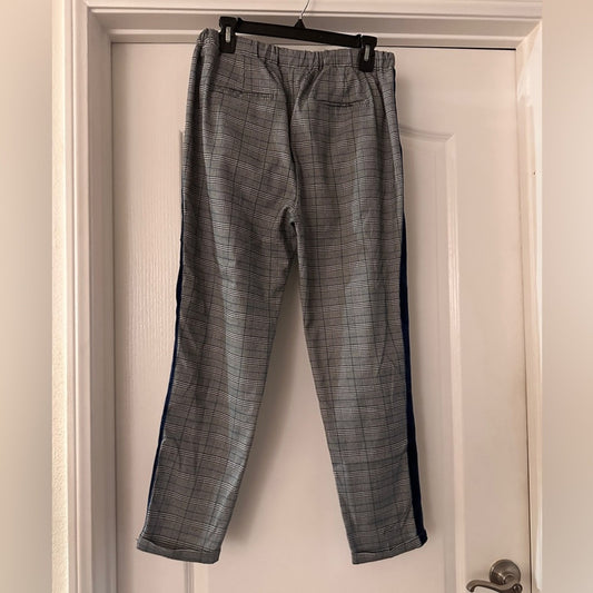 Elenza grey white and navy plaid houndstooth trousers size large