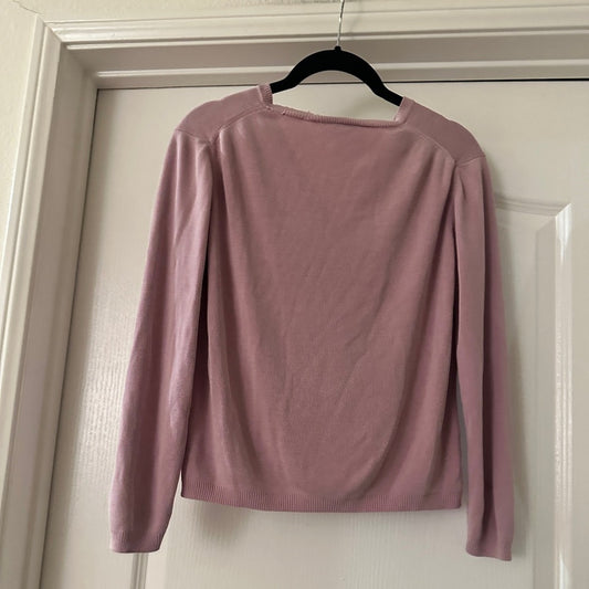 Ann Taylor retail black label 100% silk mauve ribbed knit size medium