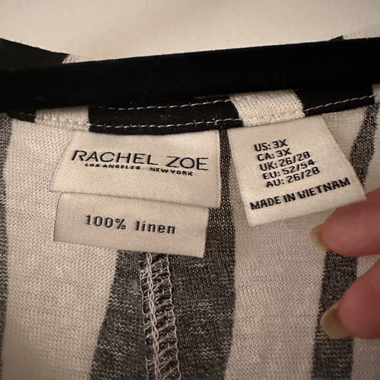🍷Rachel Zoe 100% linen zebra print vneck tee size 3x