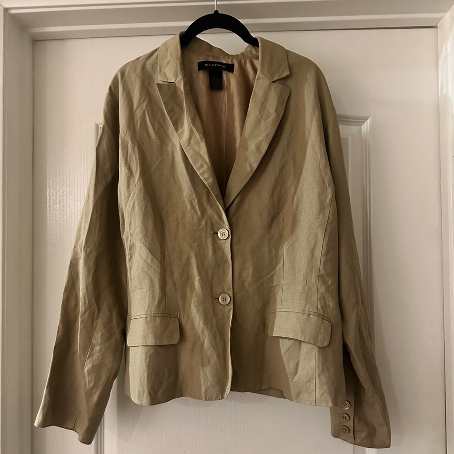 Ashley Stewart beige linen blend jacket size 14W
