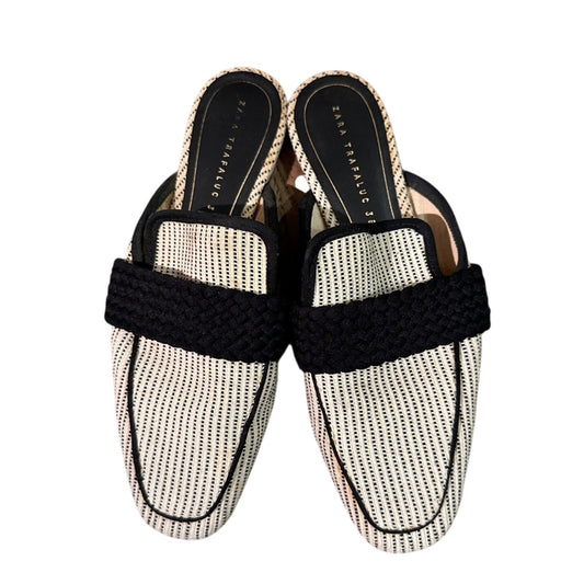Zara Black and cream woven mule sides size 38