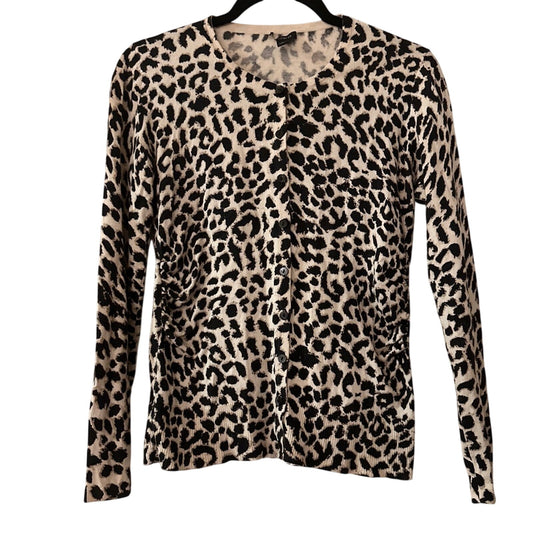🍷Ann Taylor animal print silk cashmere blend knit cardigan size medium
