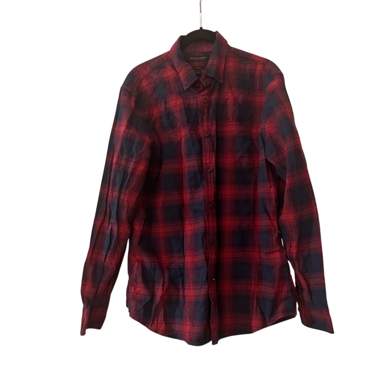 Banana Republic navy and red cotton luxe flannel button up shirt size medium