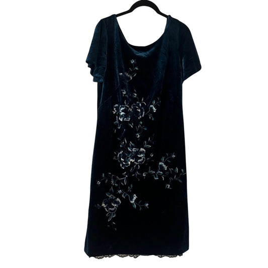 White  house black market dark turquoise velvet dress size medium