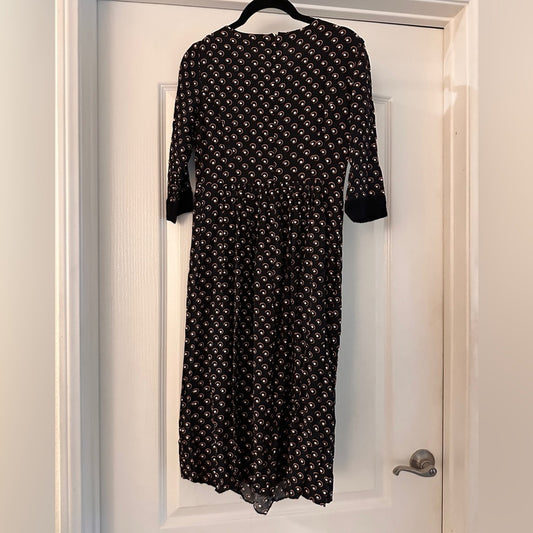 Club Monaco black abstract polka dot midi dress size 00