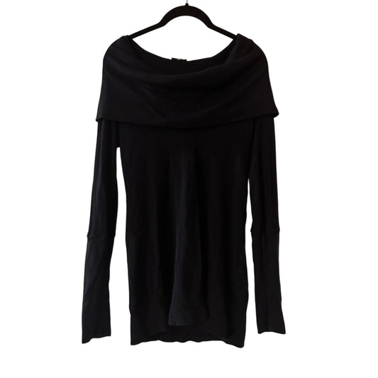 🍷Splendid Black waffle knit Y2K style off the shoulder top size large