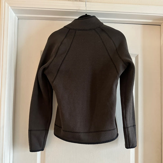 REI classic chocolate brown Henley zip fleece knit sweater size xs