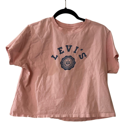 Levi’s pink cotton tee with navy blue logo size medium