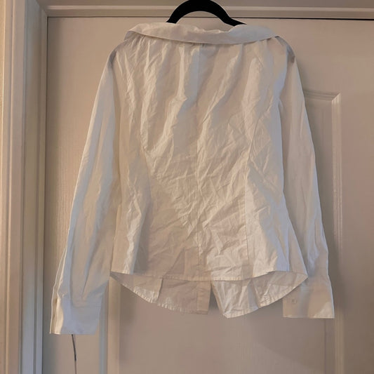 NWT Jon Teri white cotton button up blouse size 4