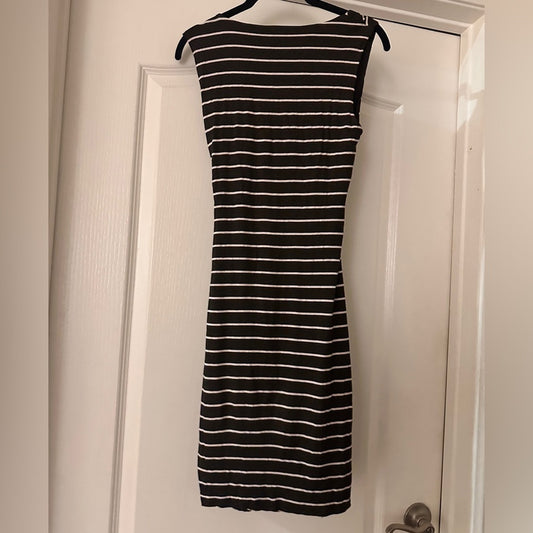 B44 Dressed dark grey and white striped dress size small