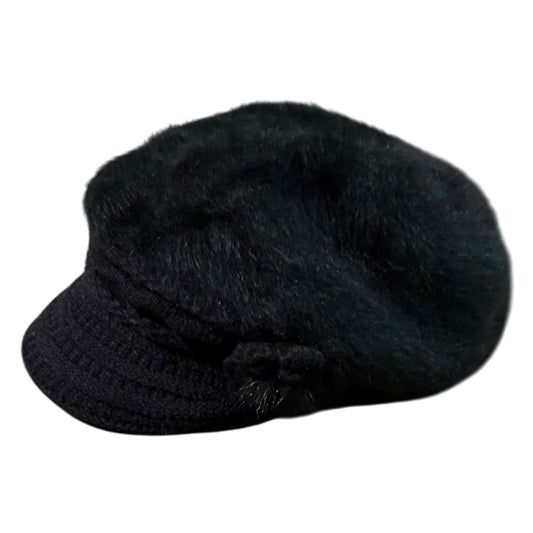 🍷Black fuzzy y2k style hat