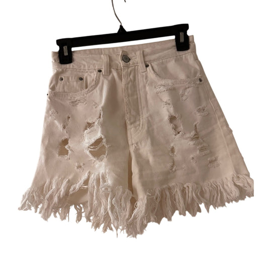 Zara white distressed high waisted shorts size 00