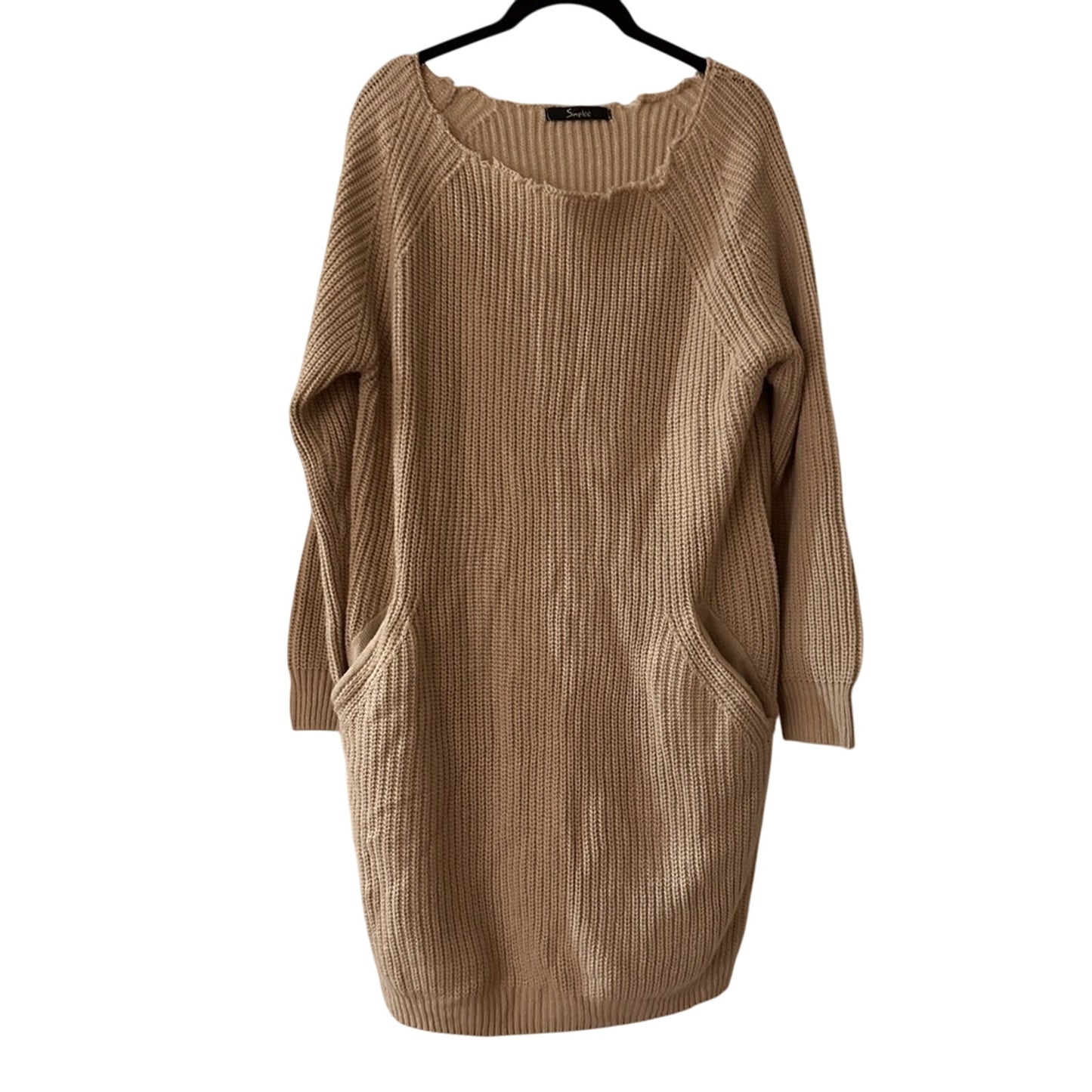 Simplee beige knit sweater dress size medium