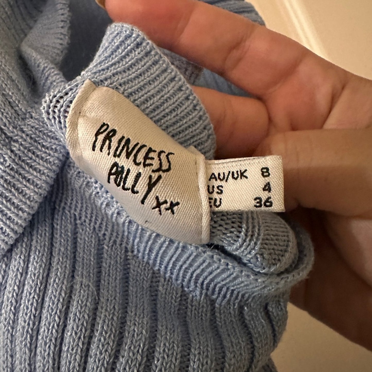 🐈‍⬛Princess Polly blue ribbed knit body con mini dress size 4