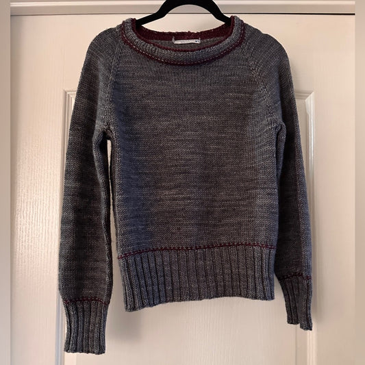 Handmade by Brenda grey and purple knit sweater