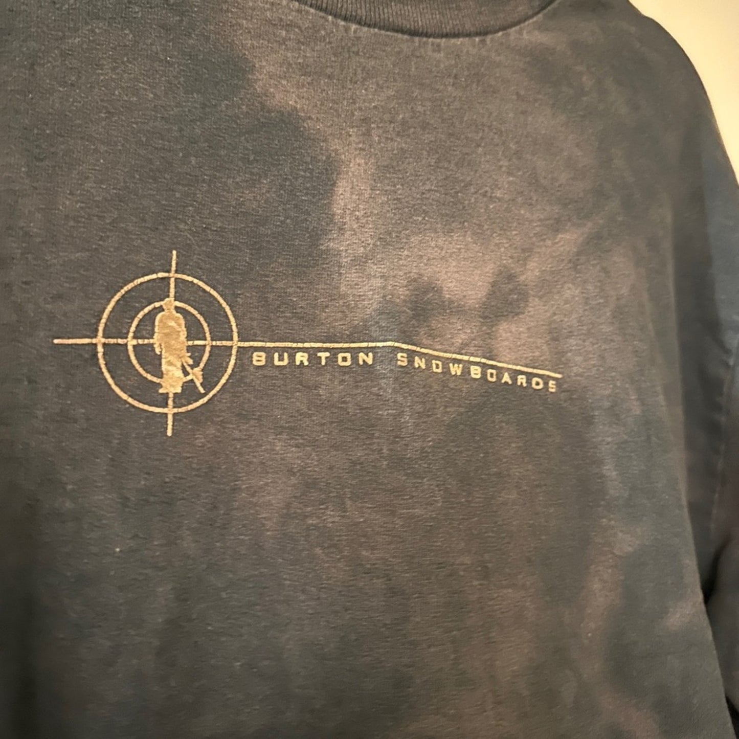 Burton snowboards navy bleach distressed tie dye long sleeve tee size medium