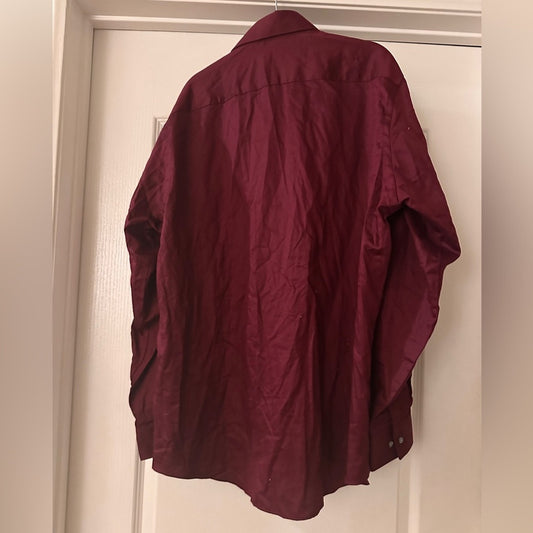 Van Heusen dark wine red button down dress shirt size large