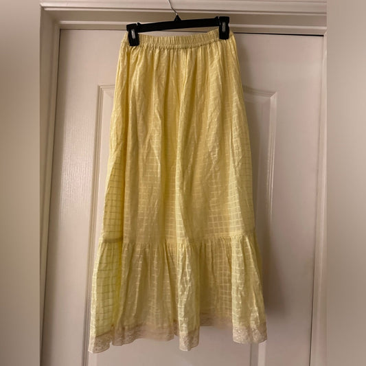 Swildens yellow high low midi skirt size 38/ medium