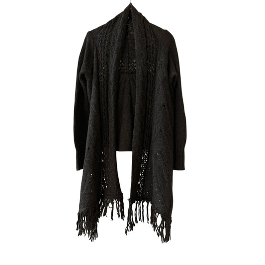 Just fab grey wool blend fringe cardigan size medium