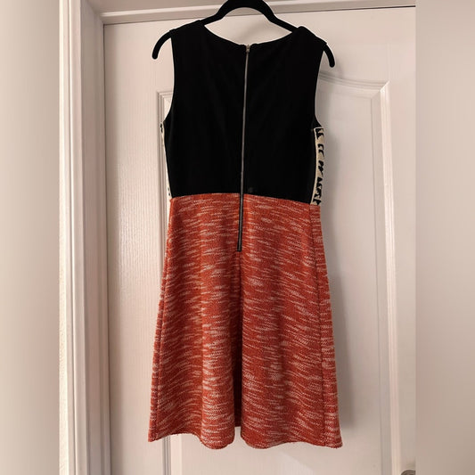 Maeve by Anthropologie black red and cream mixed media color block dress size S