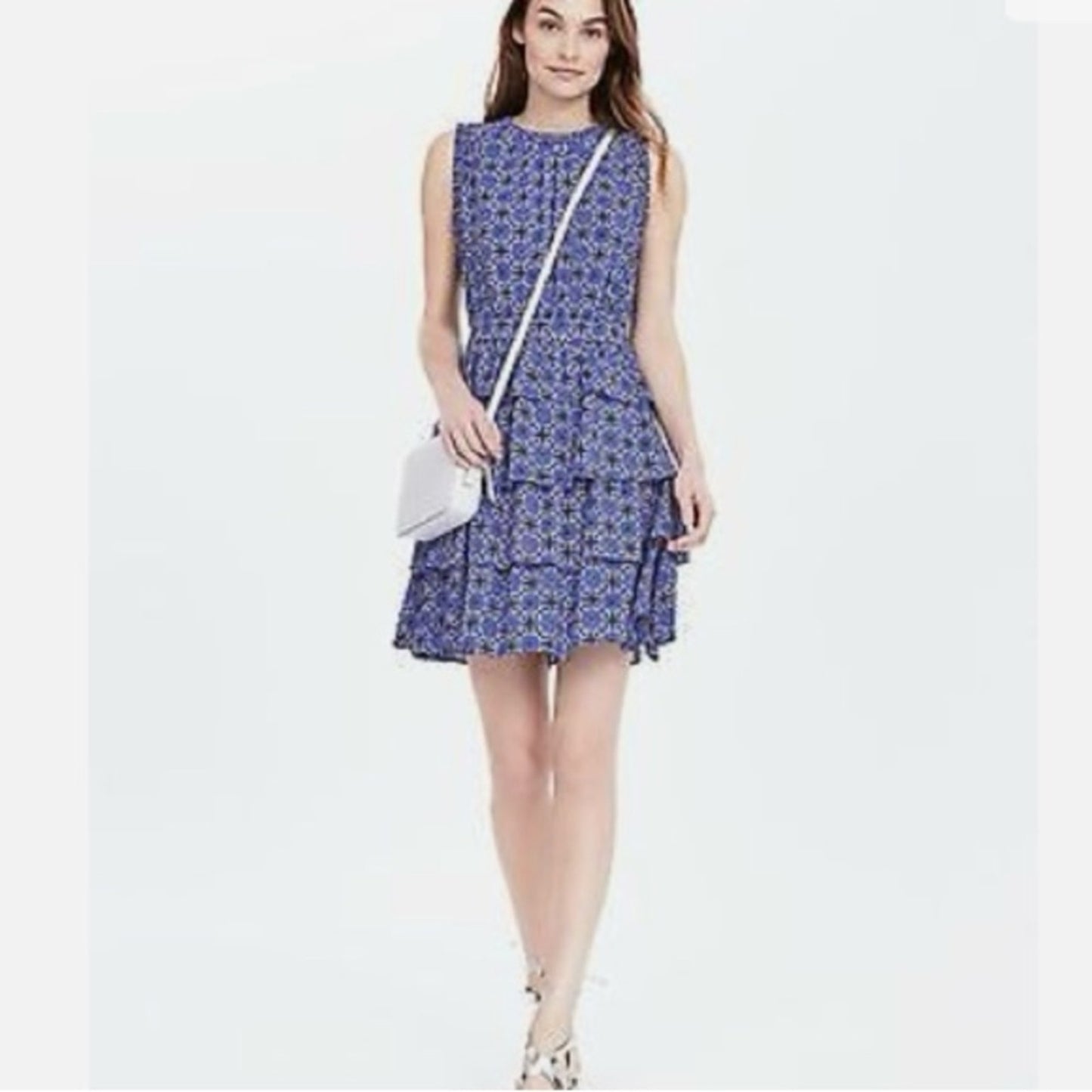 Banana Republic tile micro floral sleeveless dress size 14