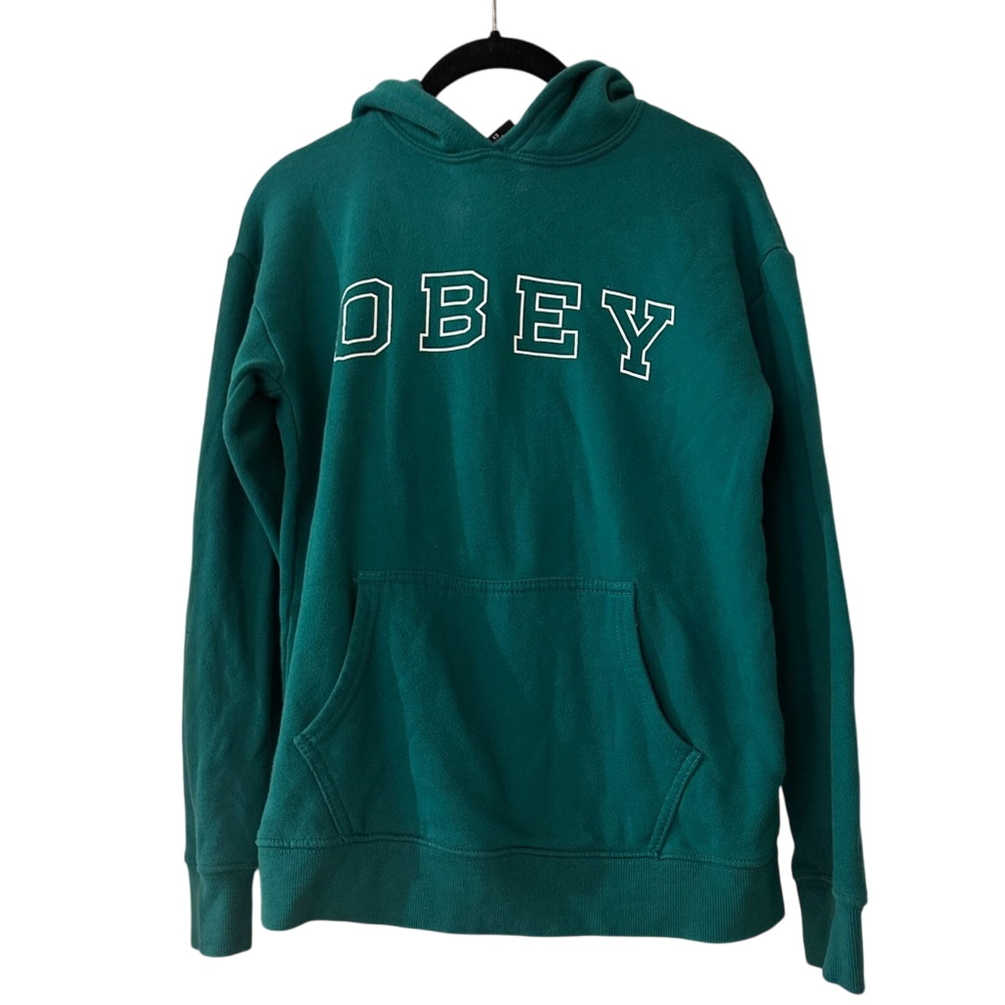 Obey green fleece hoodie sweatshirt size XS