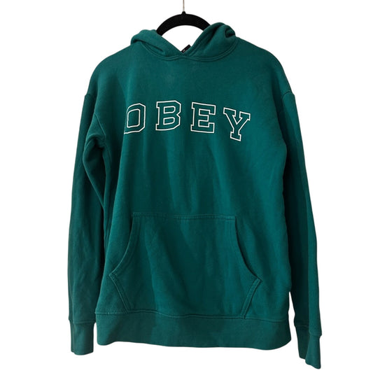 Obey green fleece hoodie sweatshirt size XS