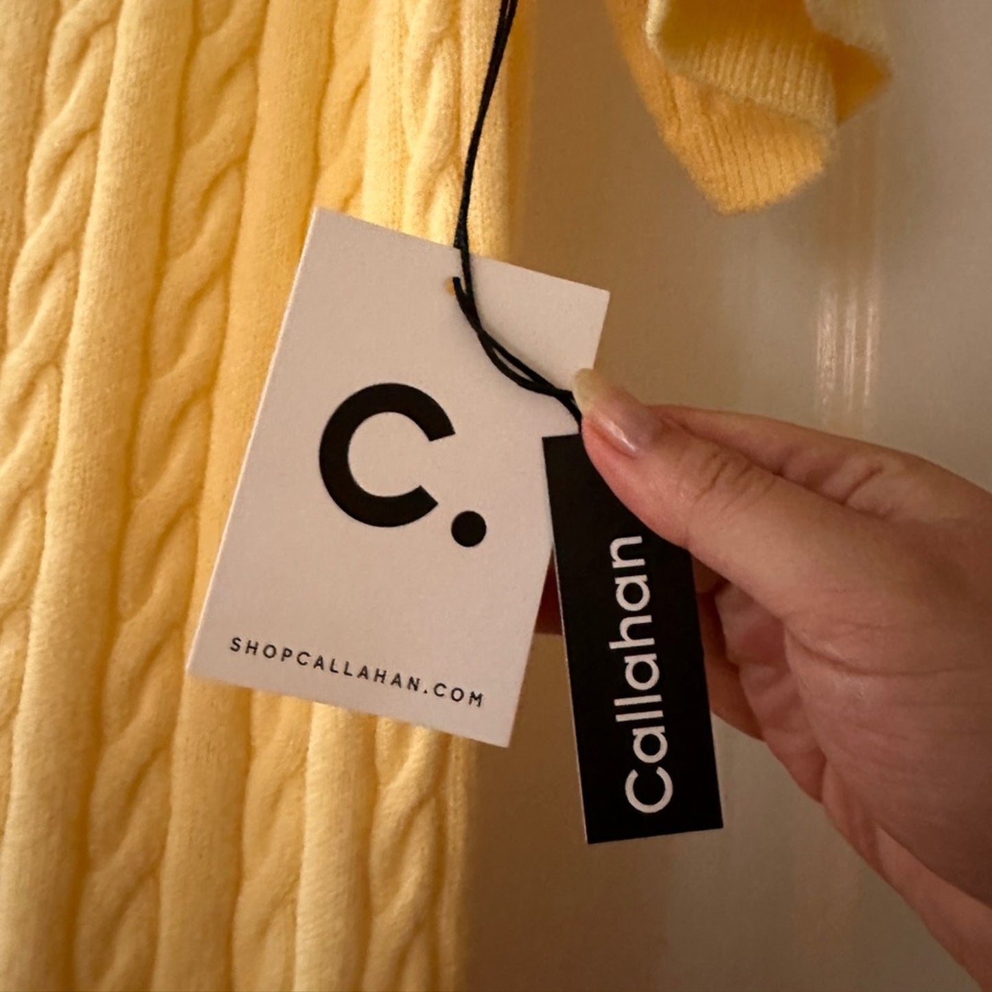 NWT Callahan yellow cable knit button down sweater dress size s/m
