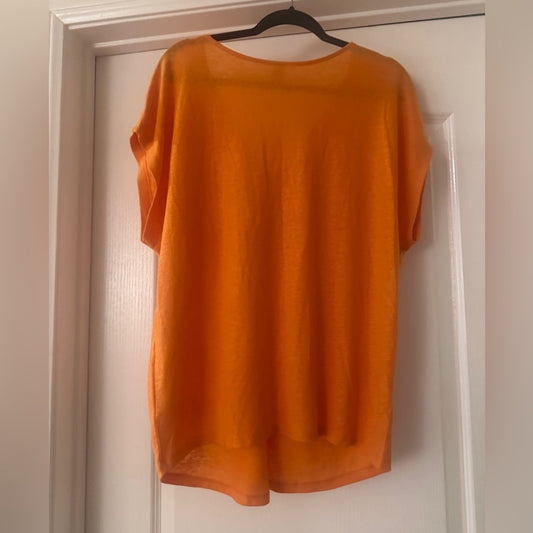 🍷Old navy orange linen blend vneck ss tee shirt size XL maternity